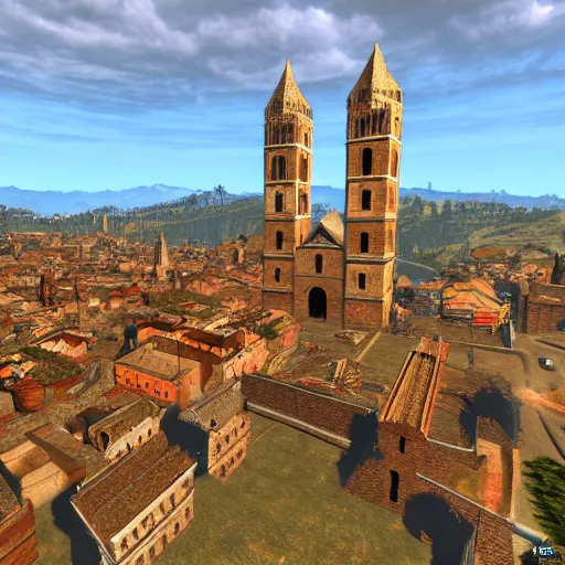 Prompt: the city of bologna in the style of the city of whiterun from skyrim