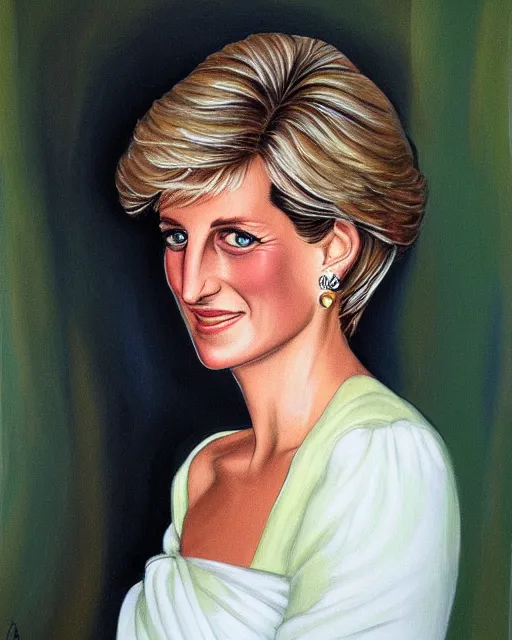 Image similar to elegant portrait of princess diana, loish