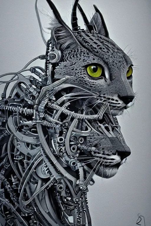 Image similar to detailed portrait artwork of a biomechanical lynx by subjekt zero