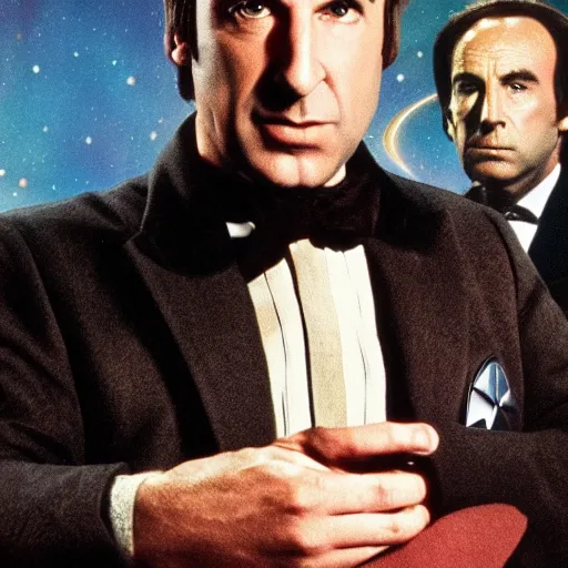 Prompt: Saul Goodman in Star Trek the next generation, tv still, 4k