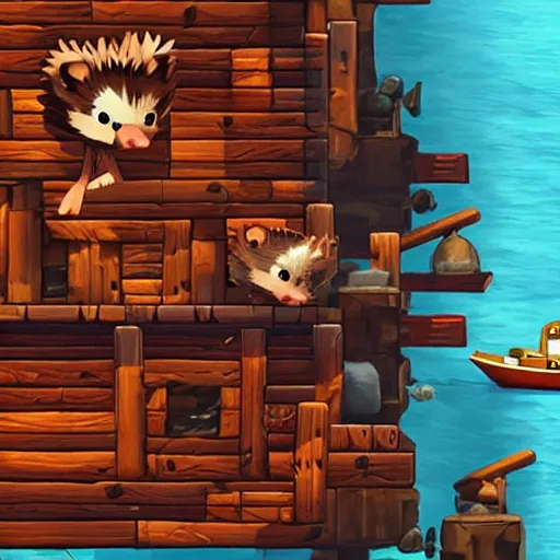 Image similar to hedgehog on a ship in seqa of thieves