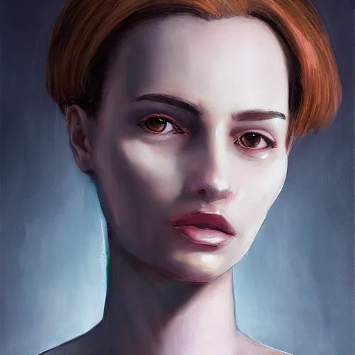 Image similar to a portrait of a female android by sofonisba anguilssola