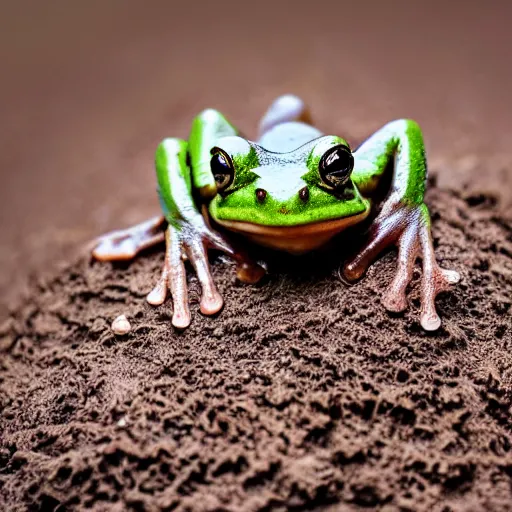 Image similar to frog in dung, macro photography