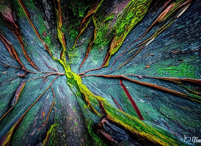 Image similar to photo of a crack in the fabrics of space and time, in the forest. Fantasy magic style. Highly detailed 8k. Intricate. Nikon d850 55mm. Award winning photography.