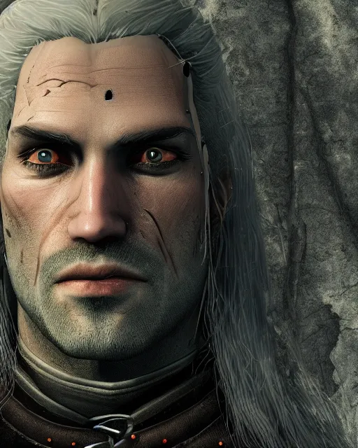 Image similar to portrait of the witcher, undead, shady, creepy, ultrarealistic, 8 k