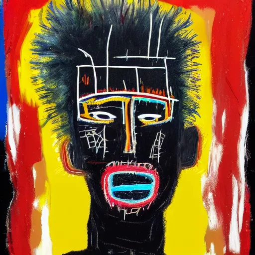 Image similar to A extremely highly detailed majestic hi-res beautiful immaculate head and shoulders painting of a strong black african man by Jean-Michel Basquiat, 8k, high textures, hyper sharp, insanely detailed and intricate, super detailed, 4k HDR high quality