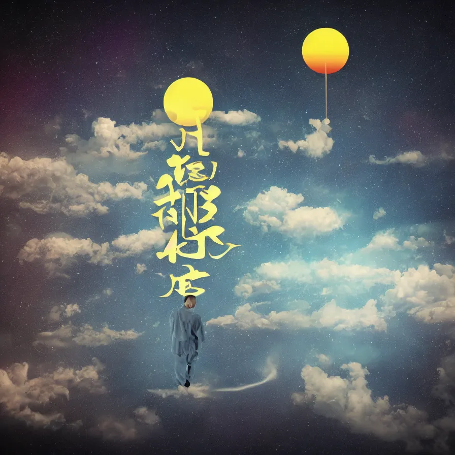 Image similar to A surreal realistic image of Whats up there kanji ##UFO ABOVE## , UFOS, KANJI, Japanese KANJI, kanji, 8k