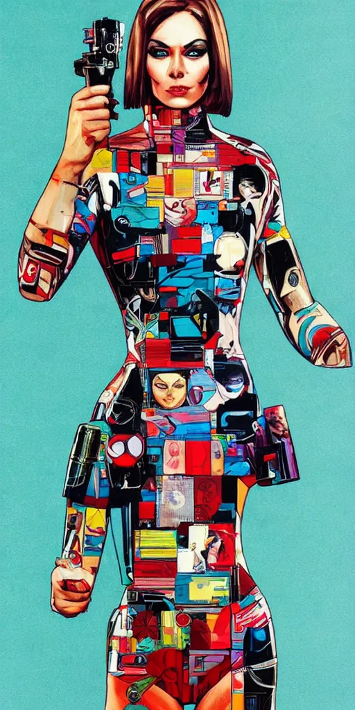 Image similar to full body painting of a female android, by MARVEL comics and Sandra Chevrier