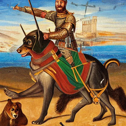 Prompt: Commando doge, byzantine empire, oil panting