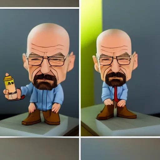 Prompt: a stopmotion animation toy of walter white