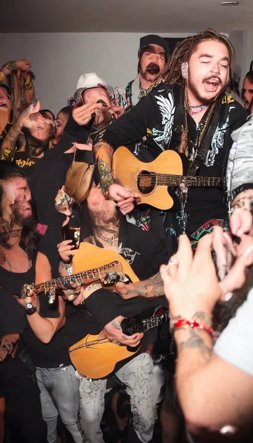 Prompt: Post Malone playing singing at a mexican party