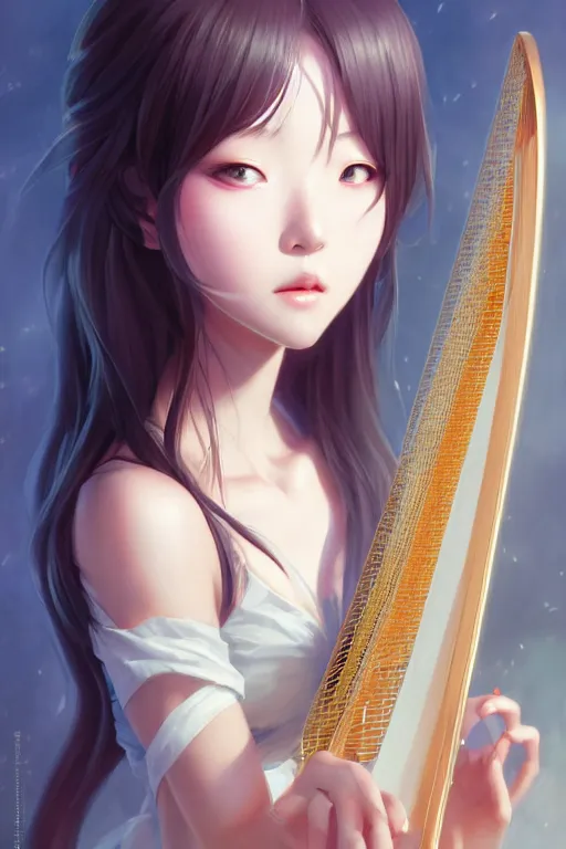 Prompt: portrait anime girl playing harp by hyeyoung kim, stanley artgerm lau, wlop, rossdraws, james jean, andrei riabovitchev, marc simonetti, and sakimichan, full body portrait, intricate, face, elegant, beautiful, highly detailed, dramatic lighting, sharp focus, artstation, frostbite engine