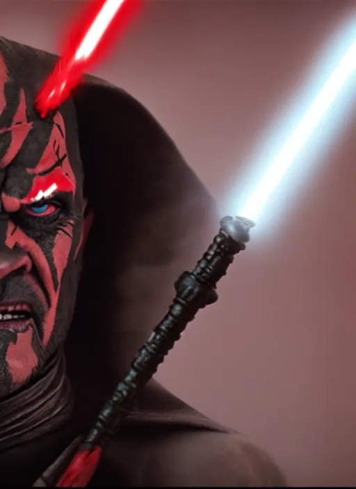 Image similar to film still of jack nicholson as darth maul in the new star wars movie, 4 k