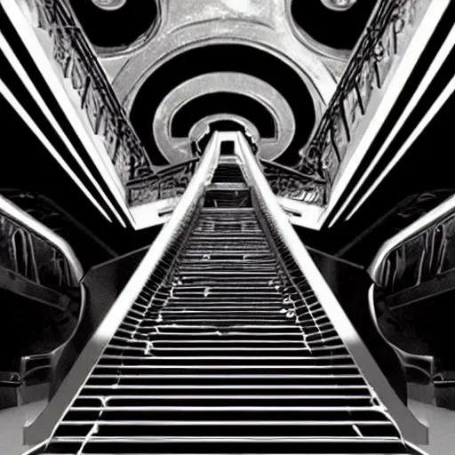 Prompt: Darth Vader!!!, walking down an infinite spiral staircase, the stairs are made out of diamonds,