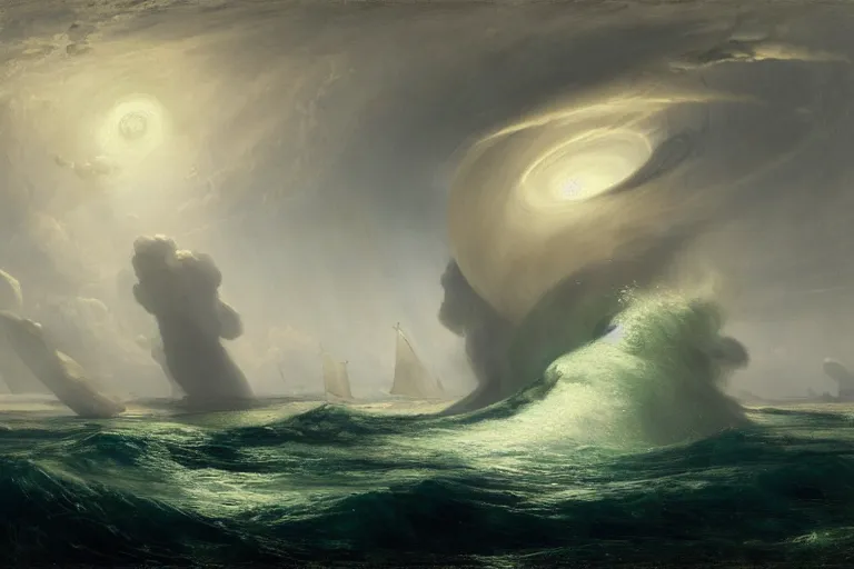 Prompt: a giant vortex in the sea, whirlpool, by andreas achenbach and peder balke and martin johnson heade sharp digital painting. dreaming latent space. matte painting, concept art. artstation. digital render. hdr, high dynamic range, global illumination, realistic, 8 k