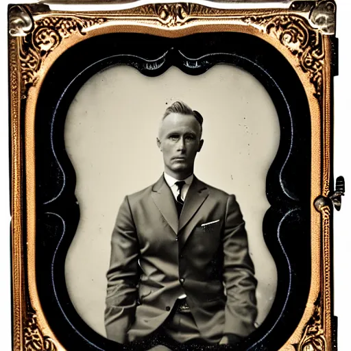 Prompt: photography of roger sterling tintype, deregoue