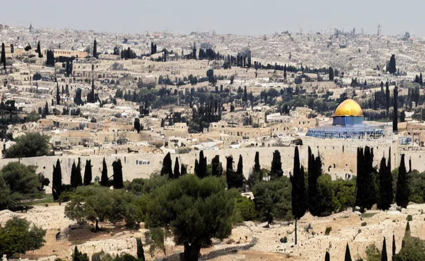 Prompt: a view of Jerusalem on mount zion