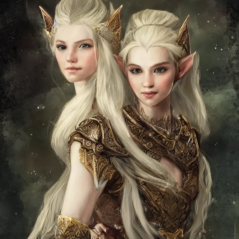 Image similar to a fantasy portrait of a beautiful noble elf princess with blonde hair and regal jewellry by bowater, charlie