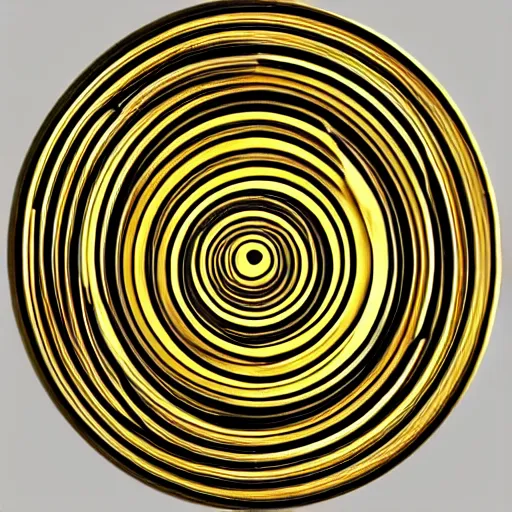 Prompt: 5 concentric arcs made out of gold arranged in a spiral