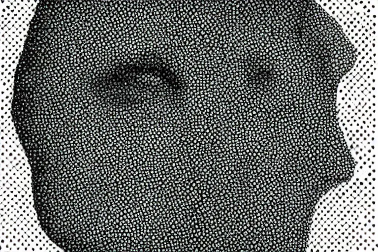 Image similar to face made out of planet, faceless people dark, dots, drip, stipple, pointillism, technical, abstract, minimal, style of francis bacon, asymmetry, pulled apart, cloak, hooded figure