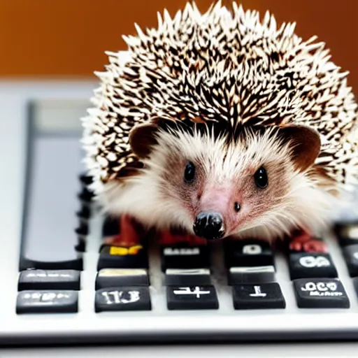 Image similar to a hedgehog using a calculator