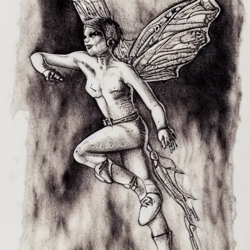 Prompt: pen and ink with wash over metalpoint on paper tooth fairy