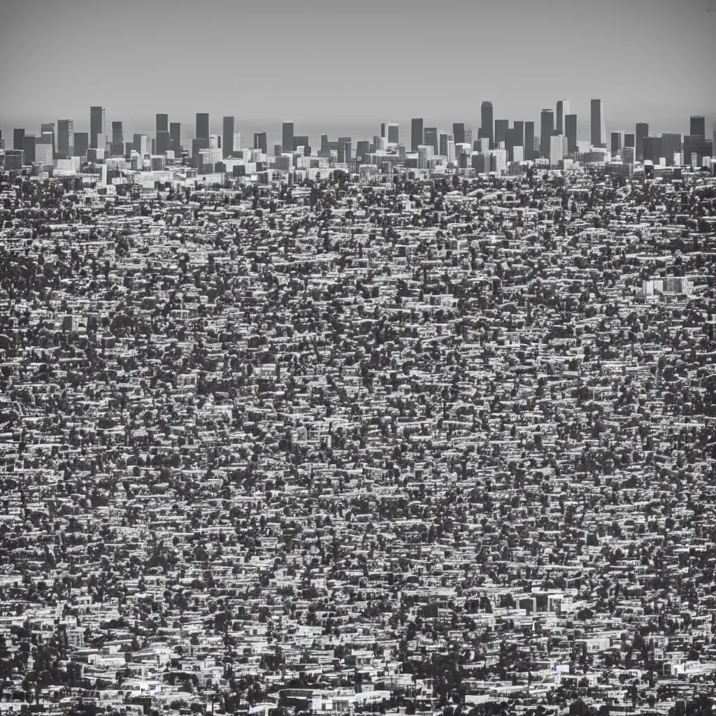 Image similar to “A black and white 75mm photo of Los Angeles”