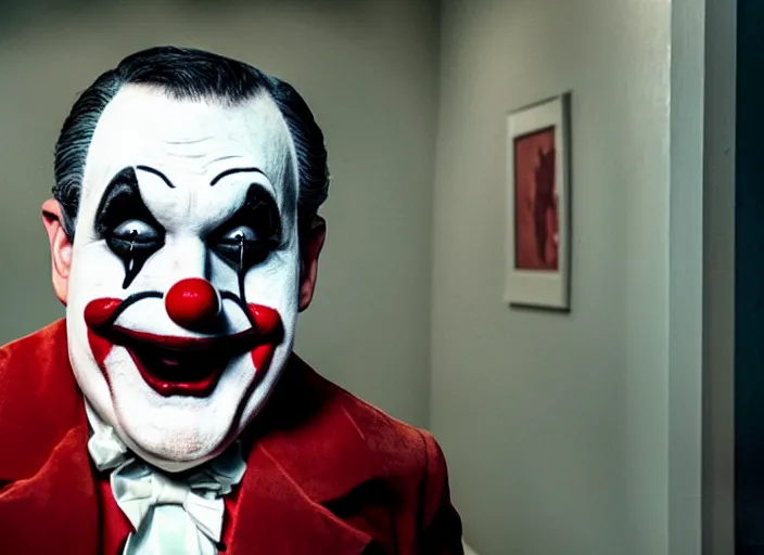 Image similar to ted cruz as art the clown, movie still, from the new terrifier movie, 8 k, realistic