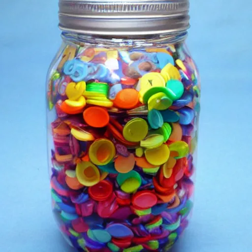 Prompt: a rainbow in a jar, ebay photo