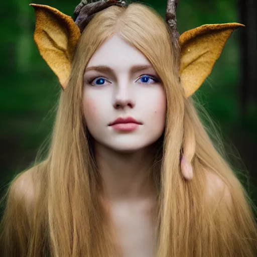 Image similar to !dream a beautiful portrait of a forest elf, golden hair, 8k, photography - s 150