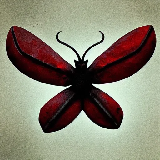 Image similar to “an ancient, demonic moth with bones coming out of its body, dark red mist swirling around”