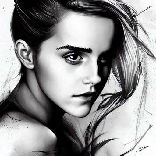 Image similar to art artgerm emma watson seductive tasteful, elegant