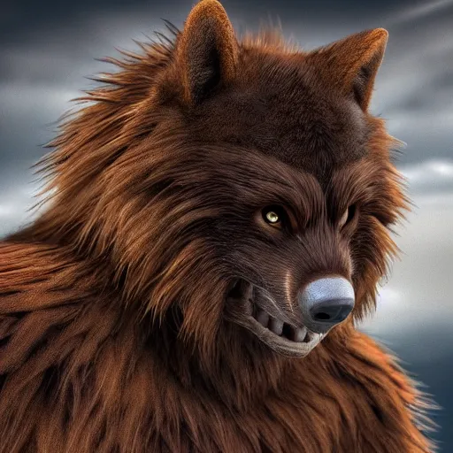 Image similar to werwolf transformation, realistic brown fur, high details, 4k