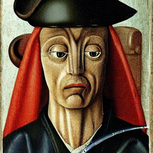 Image similar to hyperrealistic, ultra detailed, realistic render of a police officer in the style of hieronymos bosch