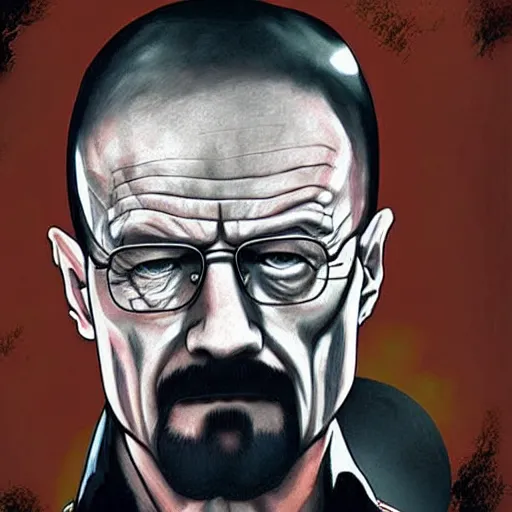 Image similar to walter white in resident evil, painting, high quality