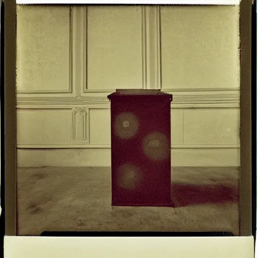 Prompt: noisy blooming abandoned building octagon collie dog clarinet cabinet channel , by Ernst Max and Edgar Degas and Judson Huss , abstract , postmodern , polaroid photo