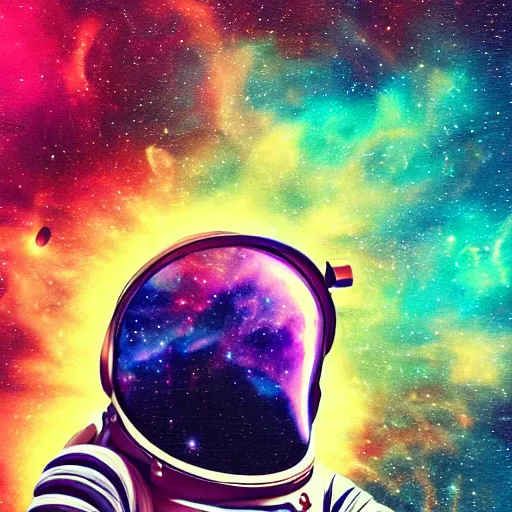Prompt: astronaut floating in deep space, galaxy, astral, colorful, digital art,