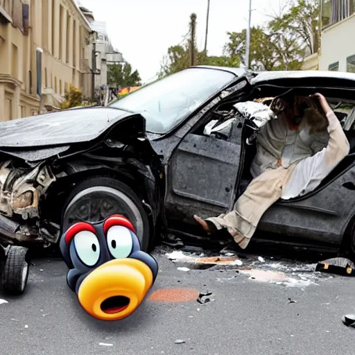 Image similar to goofy in a car accident