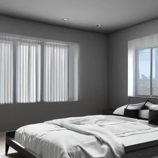 Image similar to 3 d render of bedroom of the 2 0 5 0 s