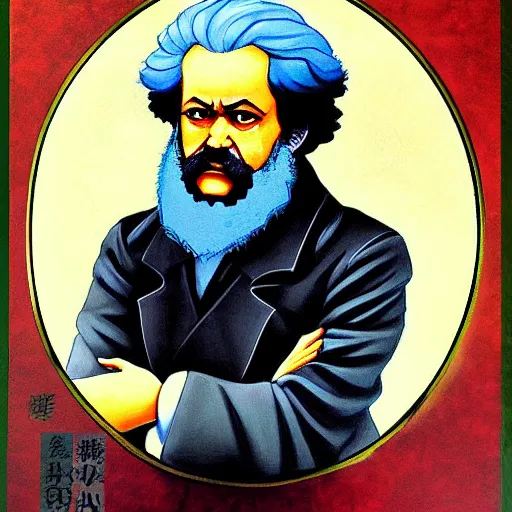 Image similar to beautiful amazing anime portrait painting of karl marx. by koyoharu gotouge, kohei horikoshi, tatsuya endo, satoshi kon