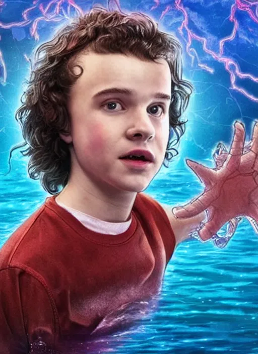 Image similar to Eddie from Stranger Things as a mermaid