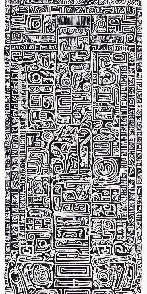 Image similar to mayan hieroglyph blueprints to a spaceship