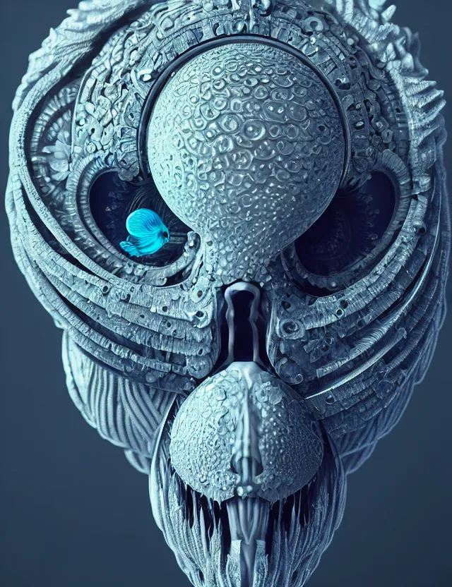 Image similar to eye of god macro close - up portrait with mask made of ram skull. betta fish, jellyfish phoenix, plasma, water, wind, creature, super intricate ornaments artwork by tooth wu and wlop and beeple and greg rutkowski