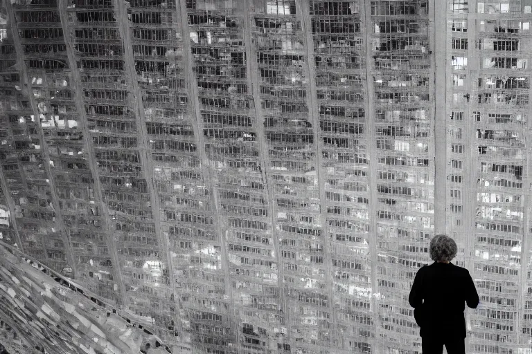 Image similar to 14mm Albert Einstein color portrait photo in World Trade Center complex, by Emmanuel Lubezki