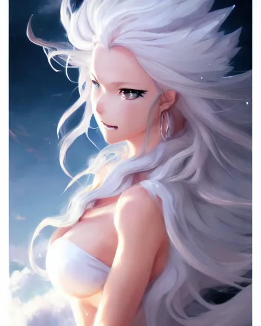 Image similar to character concept art of an anime stormy cloud goddess | | cute - fine - face, pretty face, realistic shaded perfect face, fine details by stanley artgerm lau, wlop, rossdraws, james jean, andrei riabovitchev, marc simonetti, and sakimichan, tranding on artstation