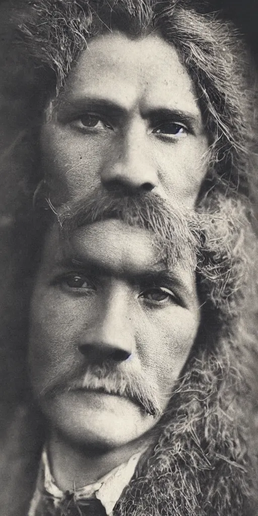 Prompt: close up portrait of lion gun man on wild west, vintage 20s photograph