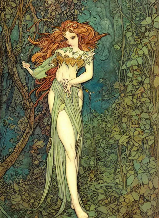 Image similar to a beautiful painting of an elven fairy princess by rebecca guay