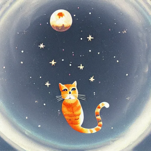 Image similar to cat with astronaut helmet flying over the cosmos, photo