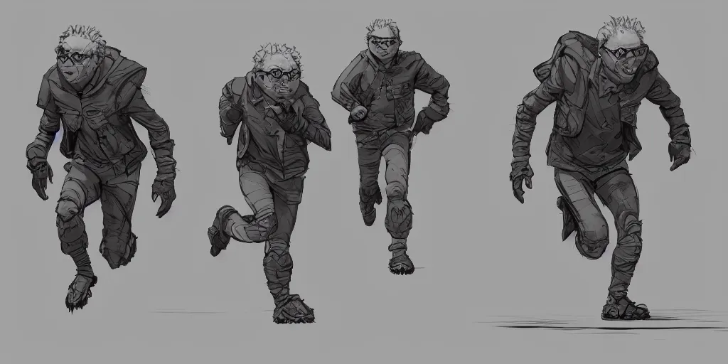 Prompt: cartoonish todd solondz running, character sheet, fine details, concept design, contrast, kim jung gi, greg rutkowski, trending on artstation, 8 k, full body, turnaround, front view, back view, ultra wide angle