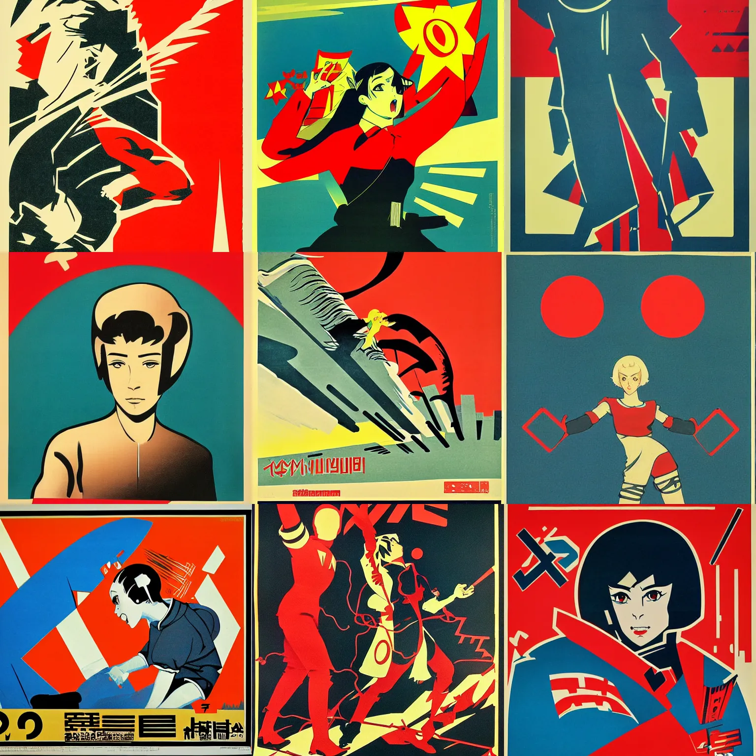 Prompt: graphic design, soviet poster, anime,